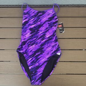 TYR Durafast Elite Women's Vitric Purple Trinityfit One Piece Swim Sz 36 New